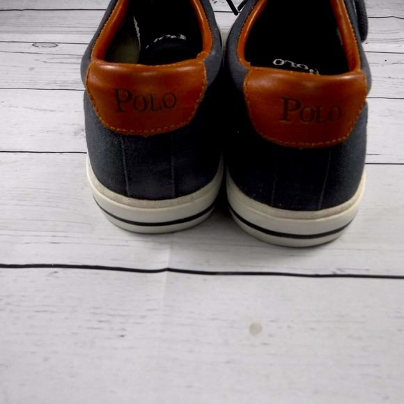 Polo by ralph lauren navy & tan sneaker mens 6 1/2 - Picture 5 of 12